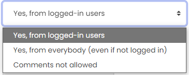 Moodle - OU Blog - Allow Comments Dropdown Menu